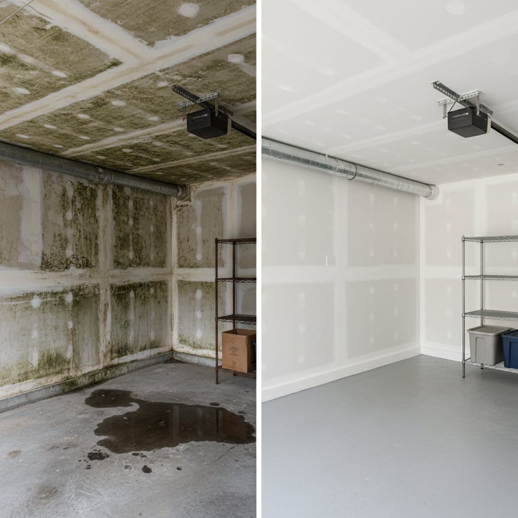 Mold Removal & Remediation before and after in garage, Paramus NJ