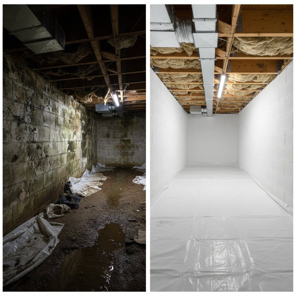 Mold Removal & Remediation restoration — crawl space of multi-family property in Paramus, NJ