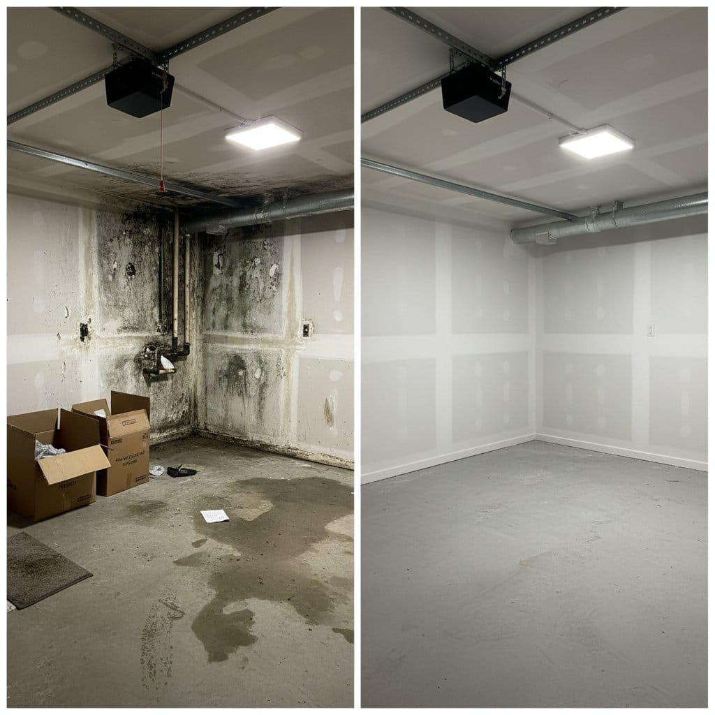 Post-Remediation Cleaning & Clearance before and after in garage, Paramus NJ